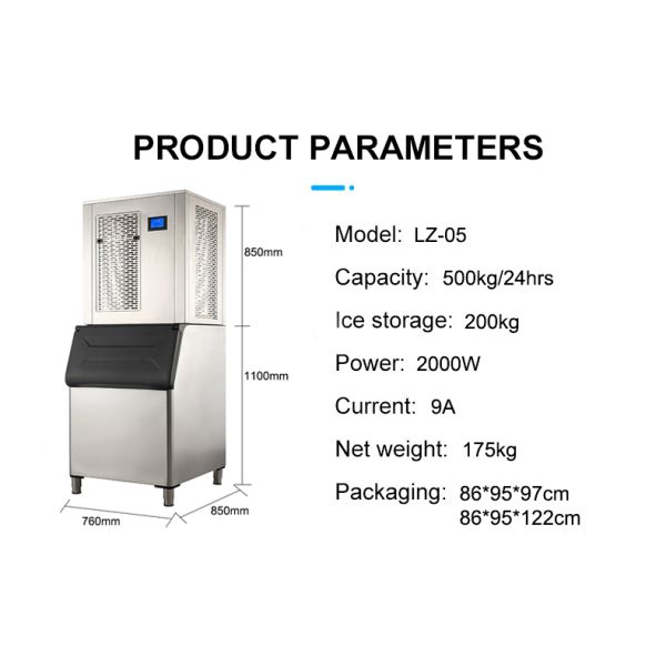 Embraco Compressor 500Kg Daily LZ-05 Ammonia Flake Ice Machine for Sri Lanka and Korea