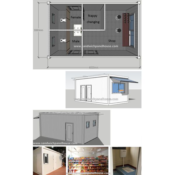 Custom Built Prefab Modular Homes 20ft Office Container With Toilet