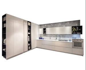 Walnut Wood Modern MDF Kitchen Cabinets With Drawers Kitchen Furniture
