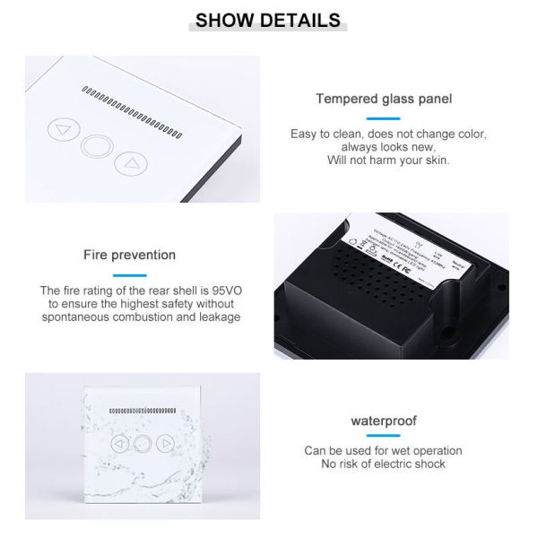 Glomarket Smart Home Switch UK Standard Wifi Intelligent LED Dimmer Light Switch