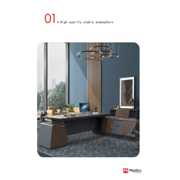 Modern Luxury Boss Office Desk Large Wooden MDF Panel Desk in Dark Colors Classic Design for Office Use Support customization