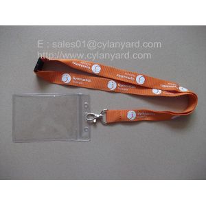 Cheap customized logo printed polyester lanyard with plastic badge sleeve,