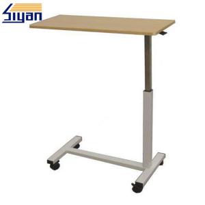 China Adjustable Height Hospital Bedside Table Top Wood Grain With OEM ODM Service on sale
