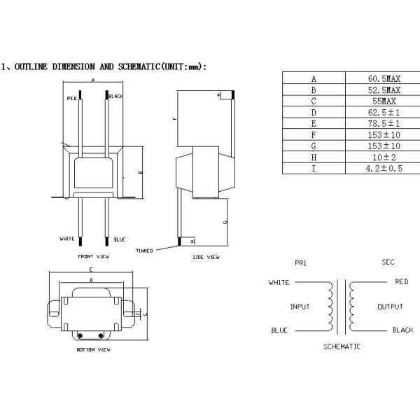208V AC 50Hz Single Phase Low Power Transformer , Lead Wire Low Current Transformer