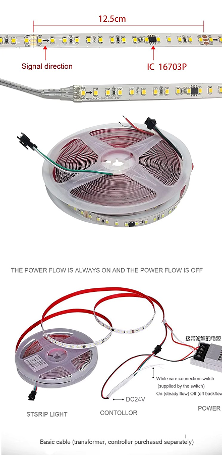 2835led Strip Light 360led/m 3 Row 12V IP20 IP65 Flexible Strip Light 16mm Width 45W 3528led Strip Light