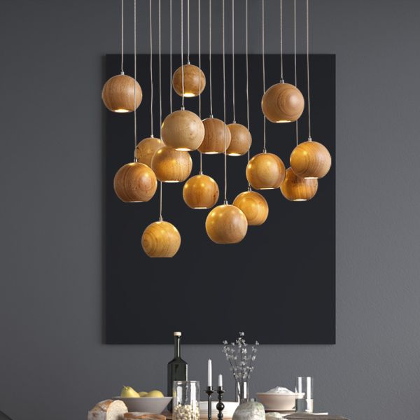 Wood Ball Pendant Lights For Indoor home Lighting Fixtures (WH-WP-15)