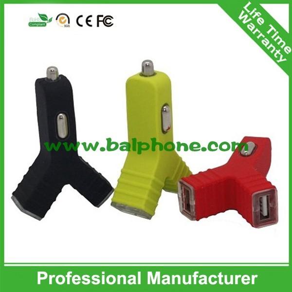 Quality special USB Y style product dual usb car charger for mobile phone for sale