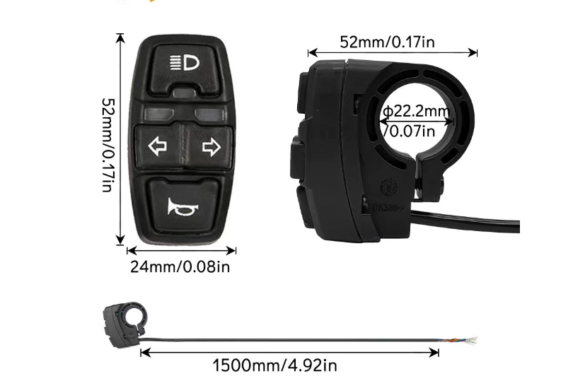 3-in-1 Electric Bike Scooter 36V 48V Horn Headlight Steering Switch DK336 Parts for Electric Bicycles