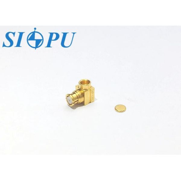 SMP Female RF Coaxial Connector – Right Angle, Compatible with 2# Semi-Rigid / Semi-Flexible Cable