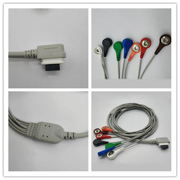 GE One Piece Holter Ecg cable, Durable 7 Leads Holter Monitor Equipment