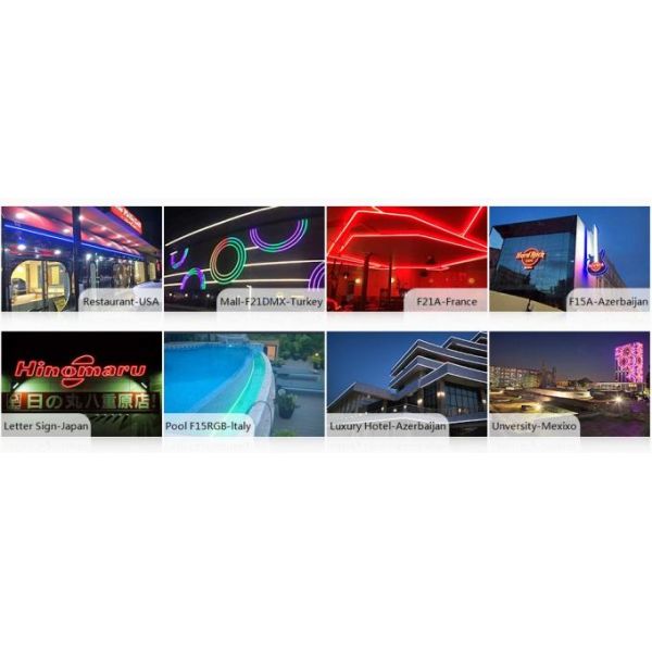 24V IP68 IK08 DMX 5050 LED Neon Flex Strip Lights with 8 Pixel per Meter