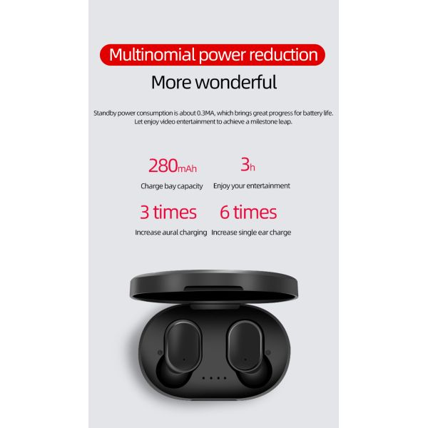 Portable A8S BLE Waterproof Wireless Earphones 280mAh battery