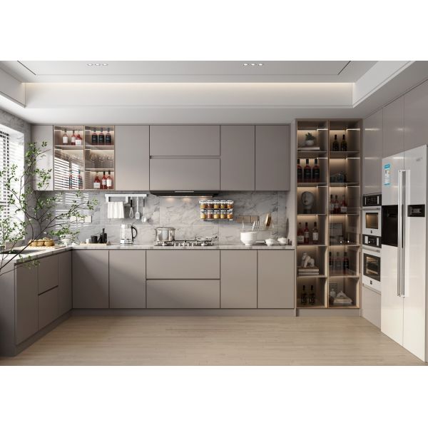 Melamine PVC Kitchen Cabinets Modern Small Space Solutions With Handles