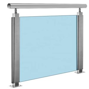 OEM Balcony Stainless Steel Glass Balustrade With Wood Handrail
