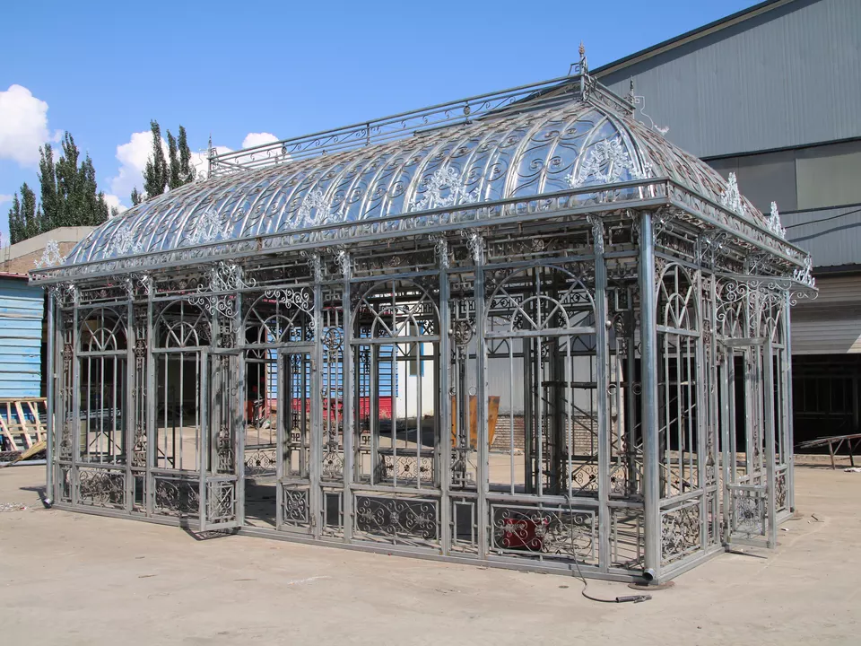 Wrought Iron Gazebo Pavilion Green House Sunroom Large Size Decor Outdoor Garden Customized