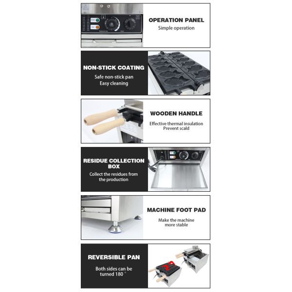 Korea Fish Taiyaki Machine 6pcs Waffle Fish Maker with in 2023 Year