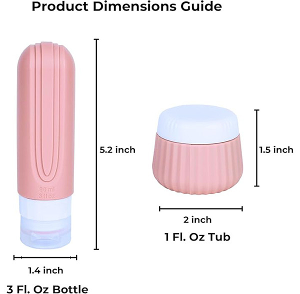 Pink Essential Silicone Travel Bottle Set 90ml for Toiletries