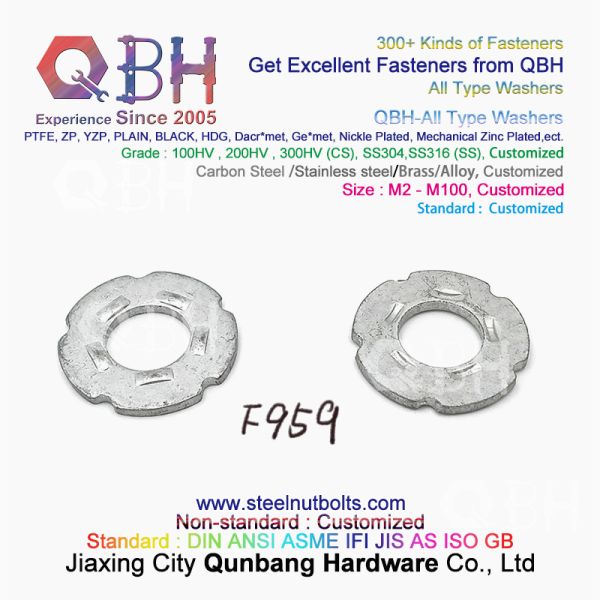 QBH DIN125 DIN127 F436 F436M F959 F959M DIN434 DIN436 NFE25-511 All-Type Flat Spring Tapered Toothed Round Square Washer