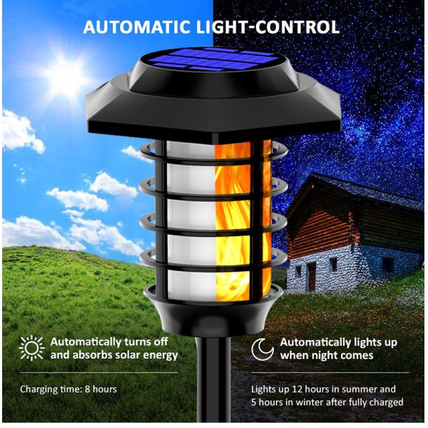 Waterproof 1200mAh 840g 2 IN 1 Led Torch Flame Solar Lights Aluminum Alloy