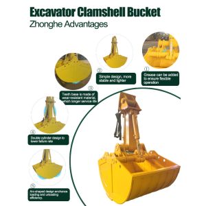 Kobelco Double Cylinder Excavator Clamshell Bucket For Sk200