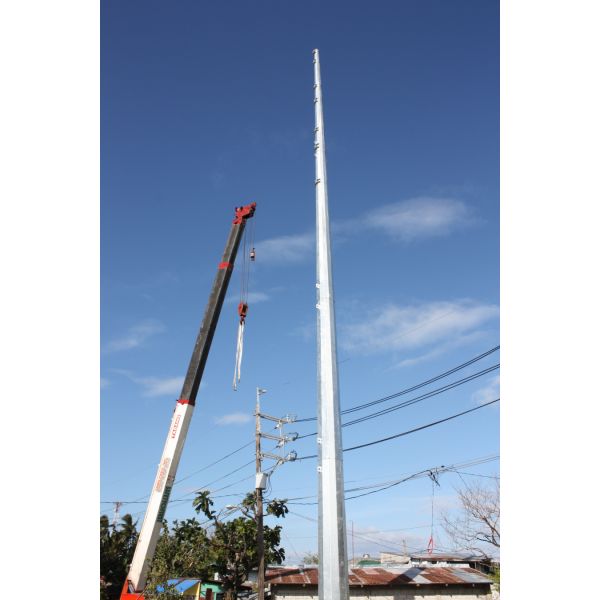Flange Connected Single Circuit Steel Power Pole Power Distribution Poles