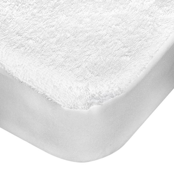 Cotton Terry Memory Foam Mattress Topper Protector , White Waterproof Mattress Protector With Elastic Holding Circle