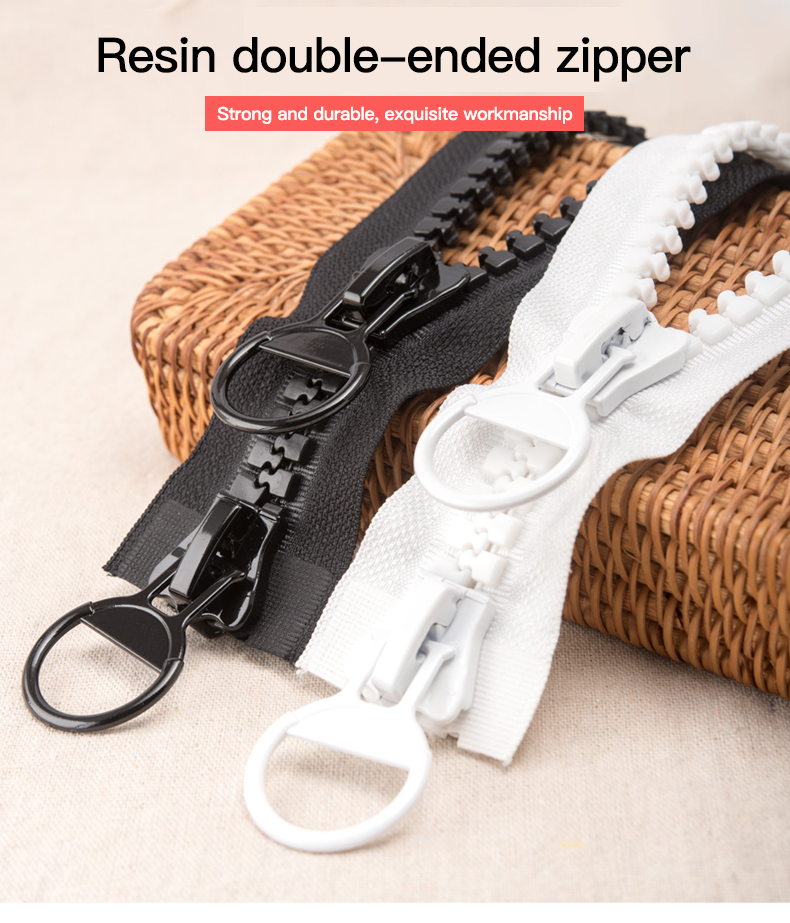 low price plastic long chain eco-friendly fabric resin zipper roll zip for clothing bags auto lock zipper for coat