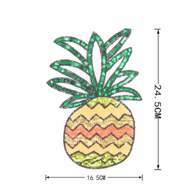 Delicate Sequin Pineapple Patch , Pineapple Sew On Patch Customized Color