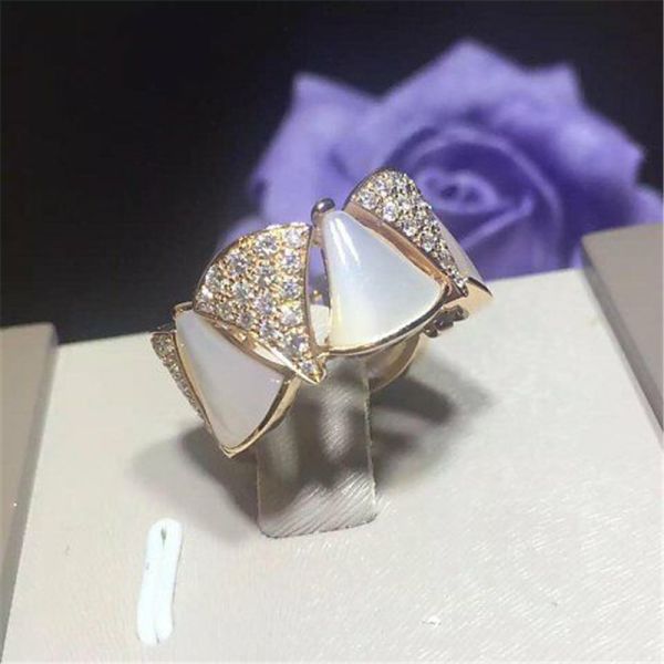 Luxury jewe factory divas' dream series ring 18k white gold yellow gold rose gold diamond fritillaria ring