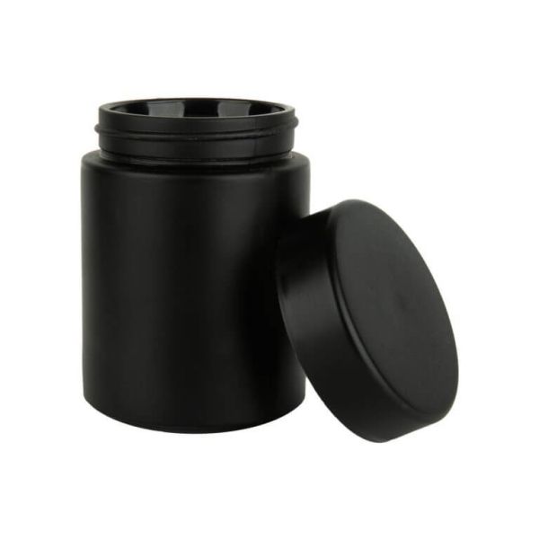 2oz Cr Glass Screw Cap Jars Black Lid Opaque Black Glass Child Proof Glass Jar