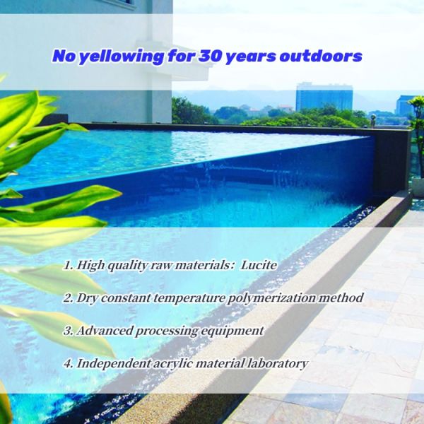 Outdoor Acrylic Pool Wall with 50Mm 80Mm Thick Full Clear Acrylic Glass Sheet Panel