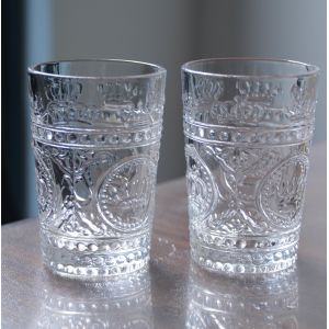 8Oz Crown Design Embossed Tumbler Drinking Glasses