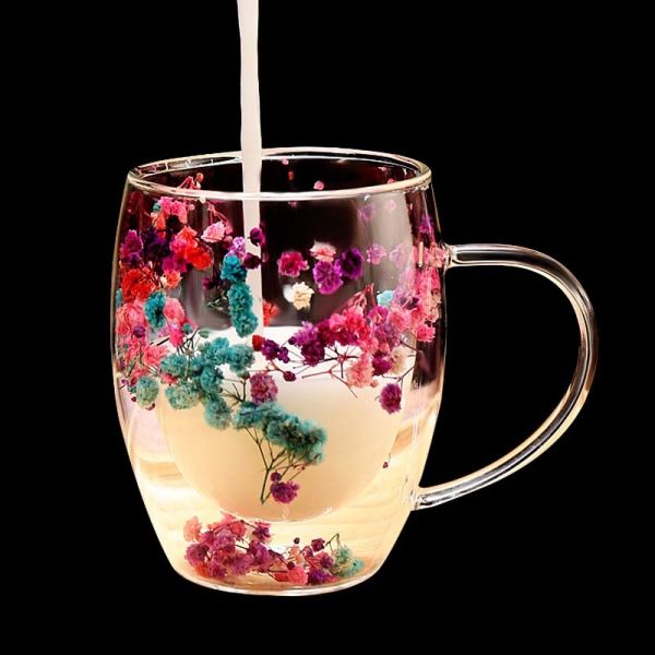 Bulk 350ml Flower Coffee Mugs & Glass Cups | Wholesale Custom Logo Heatproof BPA-Free Business Gifts