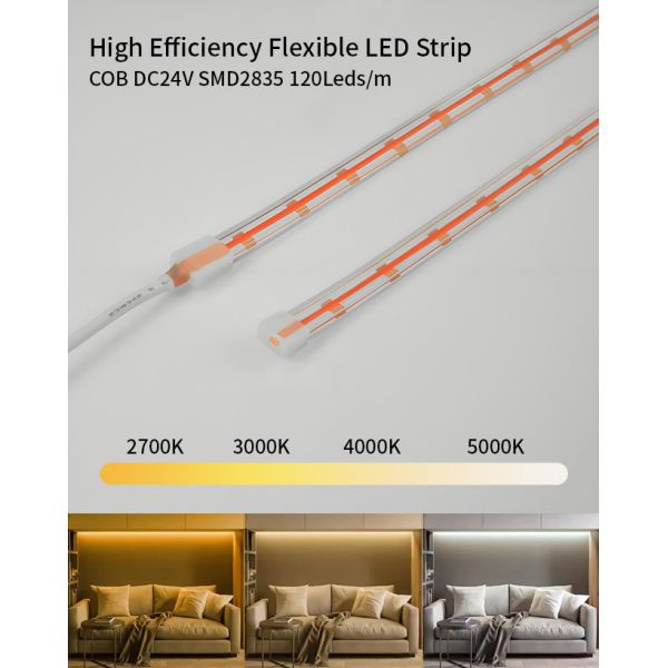 DC24V COB Neon Light RGB LED Strip 5m Roll For Room Ceiling IP67 Waterproof