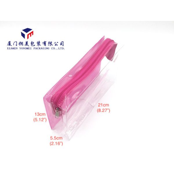Rectangle Shape Soft PVC Bags For Bath Set High Durability Matte Pink PVC Backside