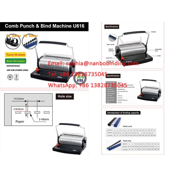 Portable A4 A5 Plastic Comb Binding And Punching Machine