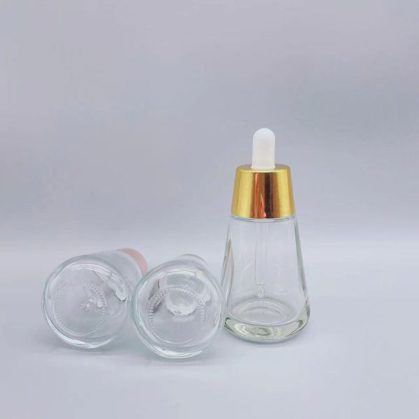 Industrial Cosmetic Elegant 30ml 50ml 1oz 2oz Green Empty Oil Serum Dropper Bottles with Box Customize Unique Cone Shape