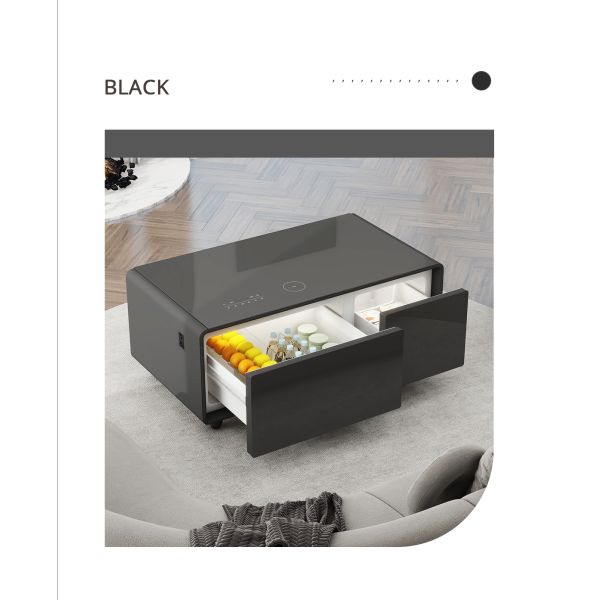 Music Table Wireless Charging Mini Fridge with Cooling Drawer and 60L Capacity