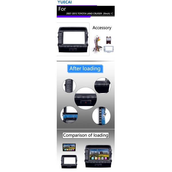 1280*720 2007-2015 Toyota Android Head Unit 9 Inch Bluetooth Supported