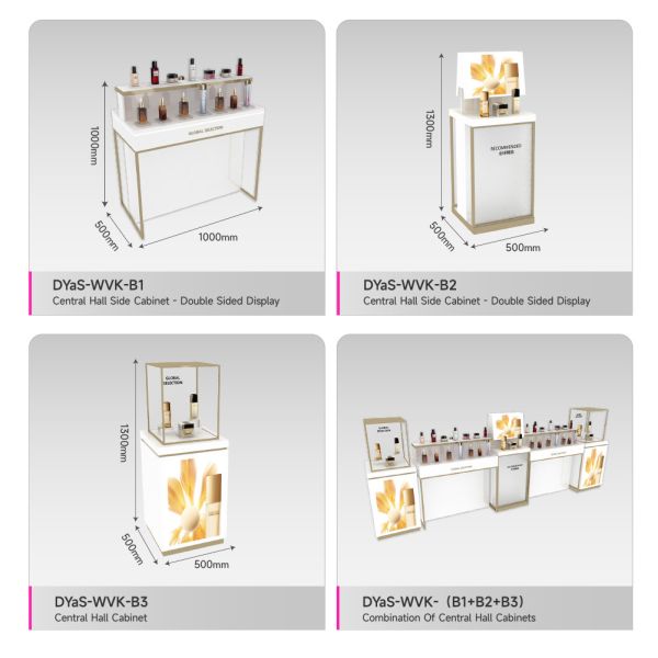 Cosmetic Store Cabinet White Wooden Skincare Cabinet With Light Box Cosmetic Display Counter For Space-Saving Shop Fitting And Branded Display Rack