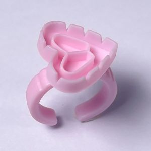 China Disposable Heart Shape Tattoo Ink Cup Eyelash Grafting Glue Ring With Division Pink Plastic wholesale