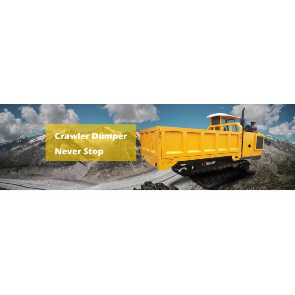 oil palm Transportation Rubber Track Crawler Carrier , Tracked Dump Truck with front loader