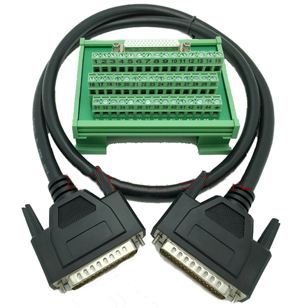 DB44 D Sub Female socket terminal block breakout board adapter with 1 meter cable