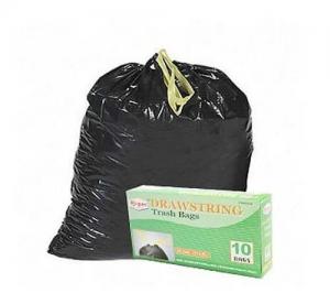 China HDPE Black Drawstring Garbage Bags High Durability Environmental Friendly wholesale