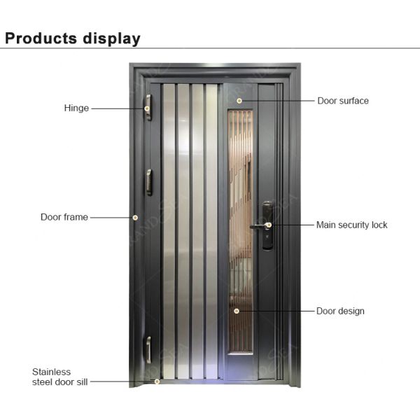 2023 New Listed Modern Style Double Leaf Safety Emergency Exit Metal Door Fire Rated Strong Stainless Steel Door
