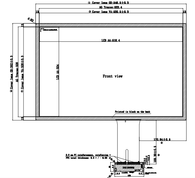 24" Projected Capacitive Touch Panel With Multi Touch Points And Customized PCAP Touch