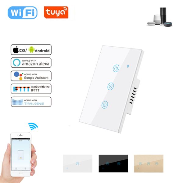 Glomarket 600W Tuya Smart Switch 3 Gang Smart Light Switch Dimmer