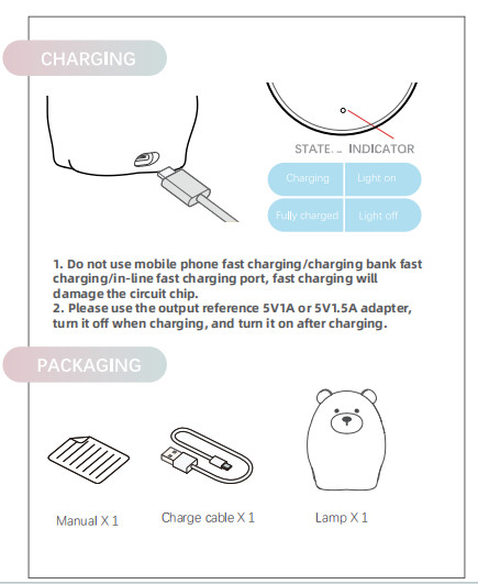 OEM Led Cute Cartoon Silicone Bear Sleep Lamp Usb Rechargeable Night Lamp Baby Bedroom Bedside Night Light