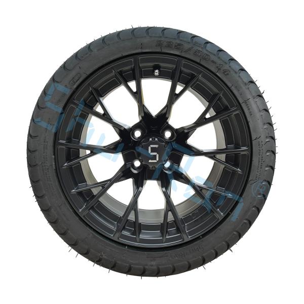 Quality Wholesale Glossy Black 14 inch Rims with DOT Approve Tire for Golf Carts for sale