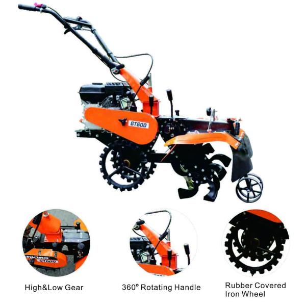 Quality GT600 Mini Power Belt Tiller 620mm Tilling Width Recoil Start for sale